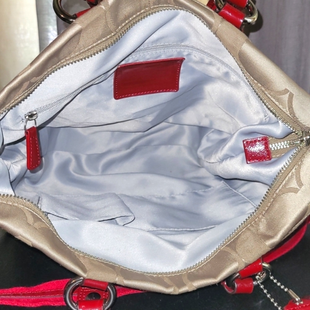 Coach Beige and Red Tote Bag - Picture 11 of 12